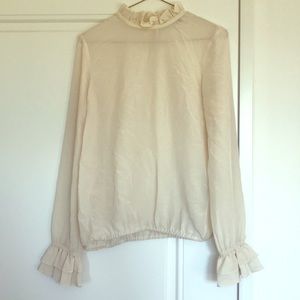 Blouse beige cream white silk Twinset Sz 40 / M